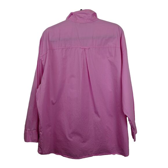 Old Navy The Boyfriend Shirt Women's Large Pink Long Sleeve Button Up Preppy - Picture 2 of 13